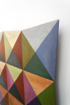 A kaleidoscope of vivid colours form triangular patterns in this engaging contemporary work by Parvis Djamtorki. Image 6