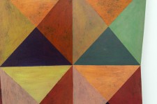 A kaleidoscope of vivid colours form triangular patterns in this engaging contemporary work by Parvis Djamtorki. Image 6