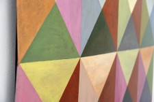 A kaleidoscope of vivid colours form triangular patterns in this engaging contemporary work by Parvis Djamtorki. Image 4