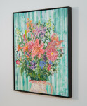 A pretty, mixed floral bouquet fills the canvas with joyful colour in this still-life painting by Pat Service. Image 2