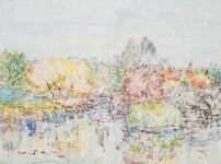 Pat Service celebrates the fresh, soft colours of a spring garden in this pretty impressionistic landscape. Image 7