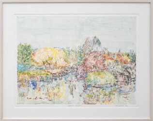 Pat Service celebrates the fresh, soft colours of a spring garden in this pretty impressionistic landscape.