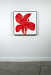 The distinctive shape of a bright red lily pops from the canvas in this engaging floral abstract by Vancouver artist, Pat Service. Image 3