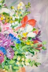 Two bouquets become one to create a lavish brightly coloured arrangement in this floral still life by Pat Service. Image 7