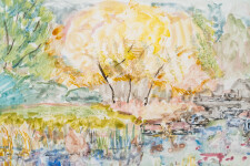 Pat Service celebrates the fresh, soft colours of a spring garden in this pretty impressionistic landscape. Image 9