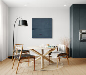 This minimalist abstract landscape painting of a lake at night is by Pat Service. Image 10