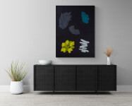 The velvety black backdrop of this abstract painting by Pat Service makes the colours pop. Image 7