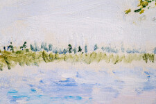 This acrylic landscape by Pat Service captures a lakeside view in summer. Image 4
