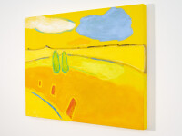 This joyful landscape rendered in fresh contemporary colours and minimalist form is by Pat Service. Image 2
