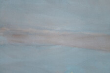 This minimalist abstract landscape painting of a lake at night is by Pat Service. Image 7