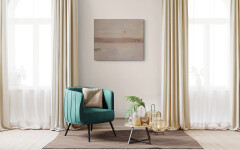 This minimalist abstract landscape painting of a lake at dusk is by Pat Service. Image 12