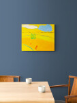 This joyful landscape rendered in fresh contemporary colours and minimalist form is by Pat Service. Image 9