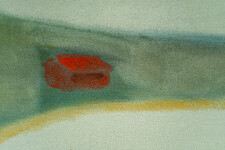 This minimalist abstract landscape painting of a lake at dusk is by Pat Service. Image 7