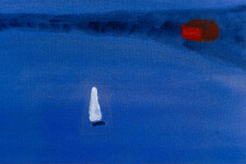 This contemporary abstract landscape of a sailboat at night is by Pat Service. Image 7