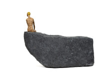 This contemporary figurative table top sculpture is made from papier mâché. Image 4