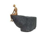 This contemporary figurative table top sculpture is made from papier mâché. Image 3