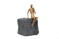 This contemporary figurative table top sculpture is made from papier mâché. Image 3