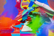 This contemporary abstract colorful collage is a print made by Paul Fournier. Image 4