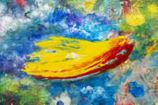 This colourful expressionist acrylic painting by Paul Fournier has a bird theme. Image 6