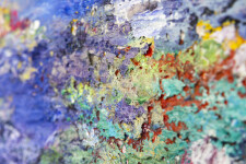 This colourful abstract acrylic painting by Paul Fournier Is reminiscent of tropical seas. Image 8