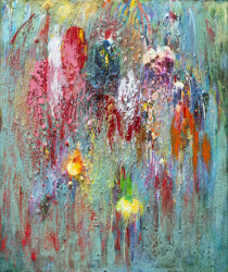 This contemporary abstract painting by Paul Fournier captures the tropical colours of the Caribbean.