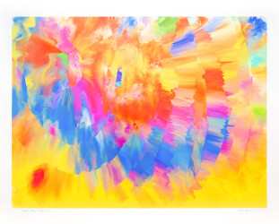 This contemporary abstract colorful collage is a digital print made by Paul Fournier.