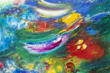 This colourful expressionist acrylic painting by Paul Fournier has a bird theme. Image 7