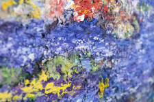 This colourful abstract acrylic painting by Paul Fournier Is reminiscent of tropical seas. Image 12