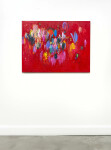 This contemporary abstract colourful painting by Paul Fournier has a red background. Image 8