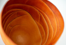 This contemporary saffron coloured ceramic vase has an organic shape inspired by nature. Image 8