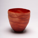 This contemporary saffron coloured ceramic vase has an organic shape inspired by nature. Image 2