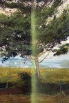 A lone, iconic tree stands against a vast, glowing sky in this large scale landscape painting by Peter Hoffer. Image 4