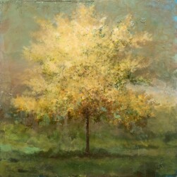 This contemporary landscape painting of a tree was created by a Canadian artist.