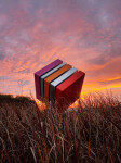 Philippe Pallafray’s latest sculpture—an eye-popping candy-coloured large steel cube—each stripe painted in bright red, orange and pink bala… Image 5