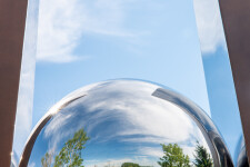 This contemporary outdoor architectural sculpture is forged from steel. Image 8