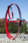 This minimalist steel outdoor sculpture is by a Quebec artist. Image 3