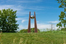 This contemporary outdoor architectural sculpture is forged from steel. Image 10