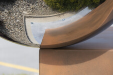 This geometric abstract outdoor sculpture is by Quebec artist Philippe Pallafray. Image 4