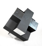 This contemporary table top metal sculpture of a black cube is by Philippe Pallafray. Image 3