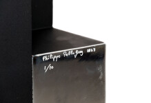 This contemporary table top metal sculpture of a black cube is by Philippe Pallafray. Image 9
