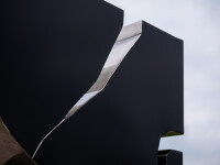 This modern black-painted steel outdoor sculpture is by Philippe Pallafray. Image 2