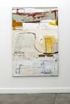 This contemporary large-scale abstract painting is rendered in hues of red, sienna and yellow. Image 2