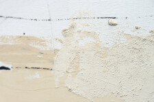 This contemporary large-scale abstract painting is rendered in hues of red, sienna and yellow. Image 7