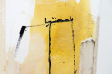 This contemporary large-scale abstract painting is rendered in hues of red, sienna and yellow. Image 4