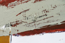 This contemporary large-scale abstract painting is rendered in hues of red, sienna and yellow. Image 12