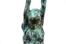 This bronze statuette of a female nude with arms stretched and straining above the head, the stabilizing legs on uneven ground was created r… Image 7
