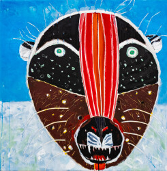 This contemporary painting of a cougar is by the Metis artist Rick Rivet.