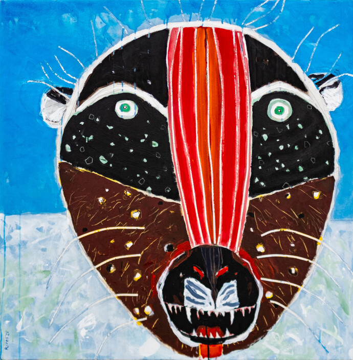 This contemporary painting of a cougar is by the Metis artist Rick Rivet.