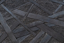 This contemporary mixed media wall composition by Rod Mireau is made of oil paint, wood and ink. Image 7