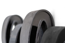 This contemporary wall sculpture by Rod Mireau is made of black wood and resin. Image 9